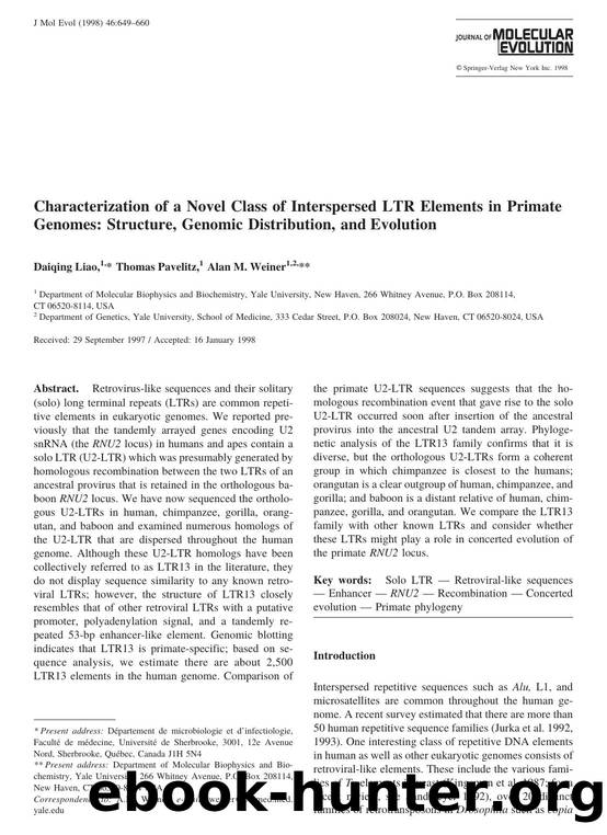 Characterization of a Novel Class of Interspersed LTR Elements in Primate Genomes: Structure, Genomic Distribution, and Evolution by Liao D. et al