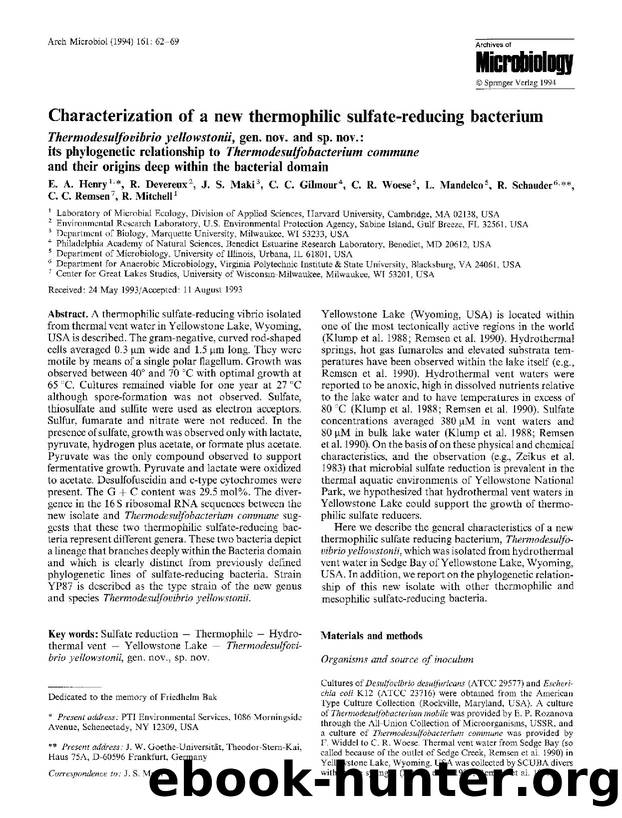Characterization of a new thermophilic sulfate-reducing bacterium by Unknown