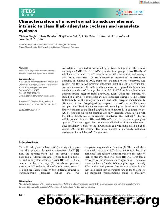 Characterization of a novel signal transducer element intrinsic to class IIIab adenylate cyclases and guanylate cyclases by Unknown