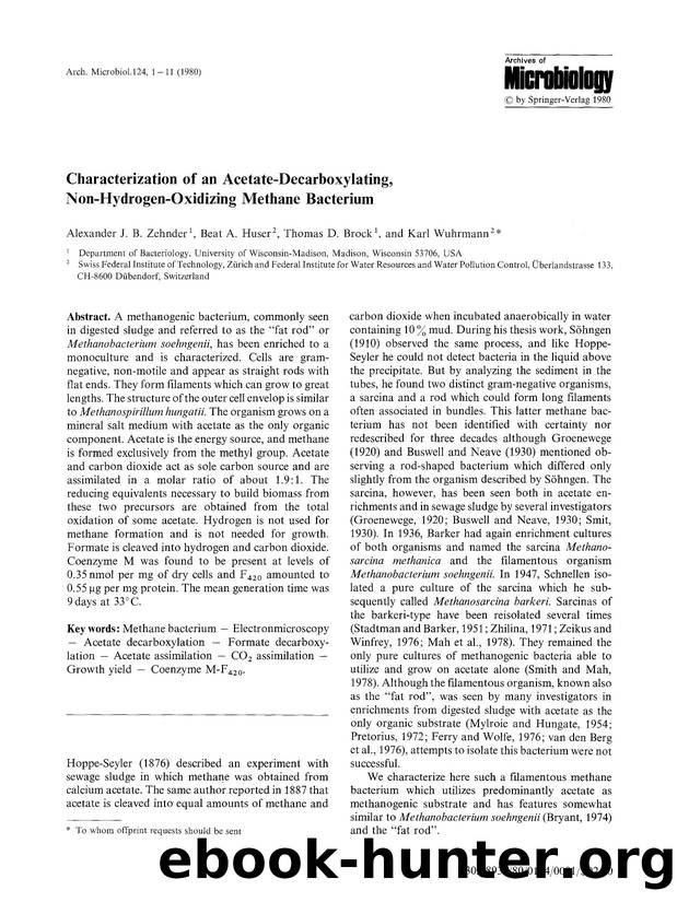 Characterization of an acetate-decarboxylating, non-hydrogen-oxidizing methane bacterium by Unknown