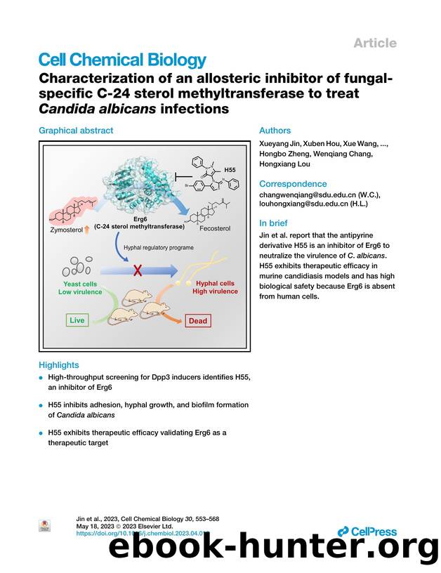 Characterization of an allosteric inhibitor of fungal-specific C-24 sterol methyltransferase to treat Candida albicans infections by unknow