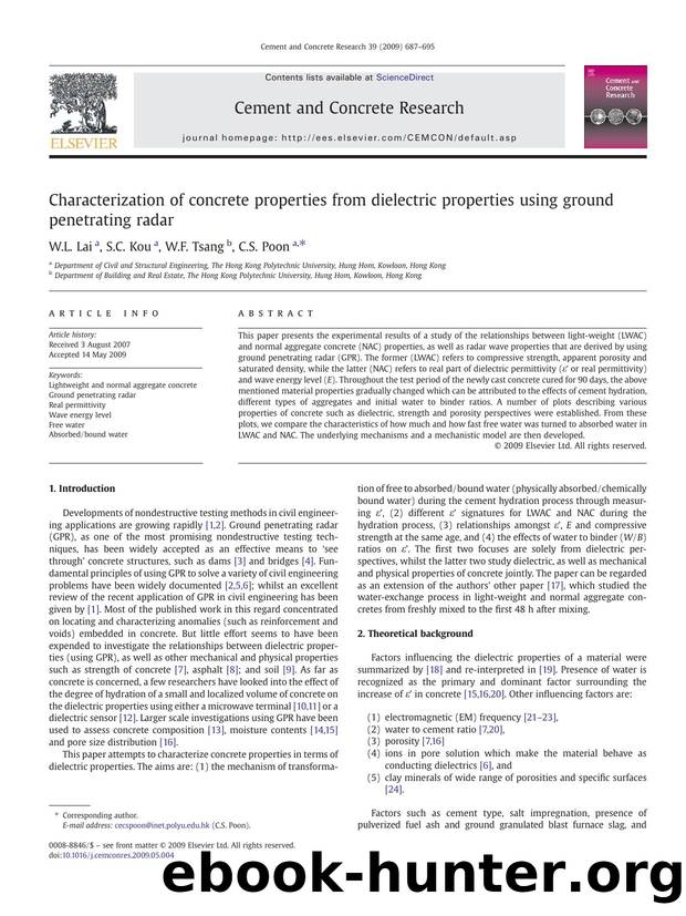 Characterization of concrete properties from dielectric properties using ground penetrating radar by W.L. Lai; S.C. Kou; W.F. Tsang; C.S. Poon