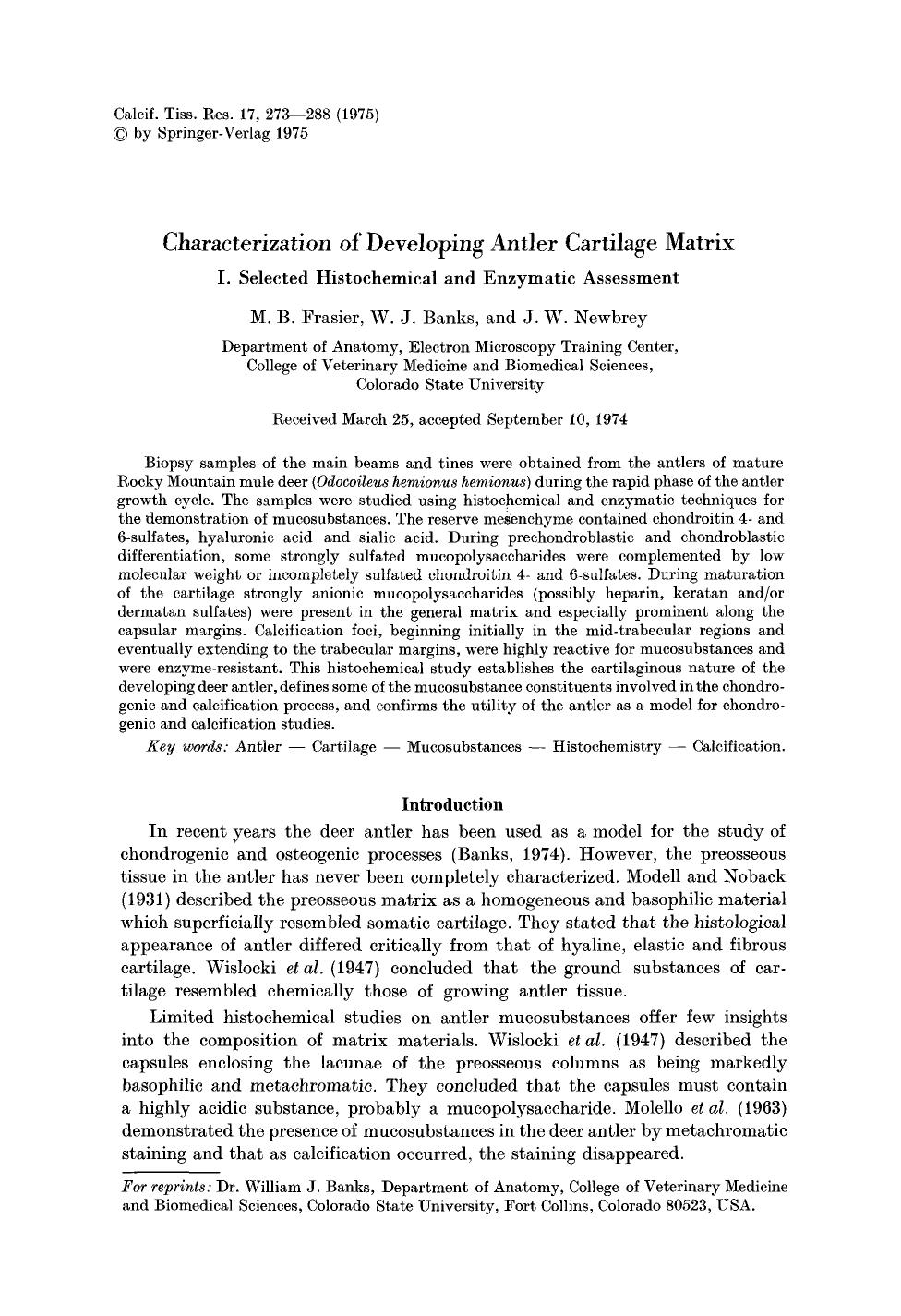 Characterization of developing antler cartilage matrix by Unknown