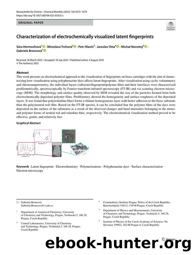 Characterization of electrochemically visualized latent fingerprints by unknow
