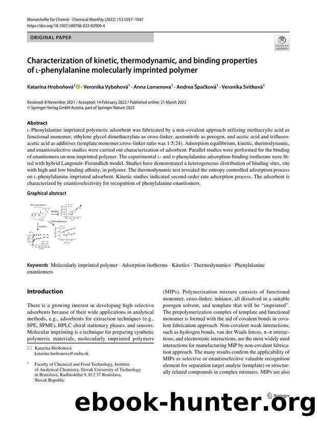 Characterization of kinetic, thermodynamic, and binding properties of l-phenylalanine molecularly imprinted polymer by unknow