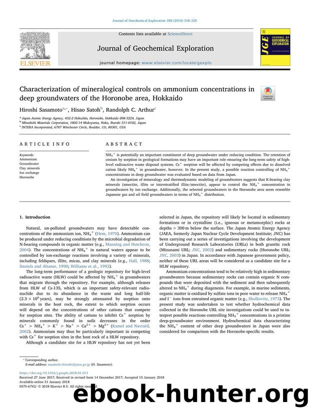 Characterization of mineralogical controls on ammonium concentrations in deep groundwaters of the Horonobe area, Hokkaido by Hiroshi Sasamoto & Hisao Satoh & Randolph C. Arthur