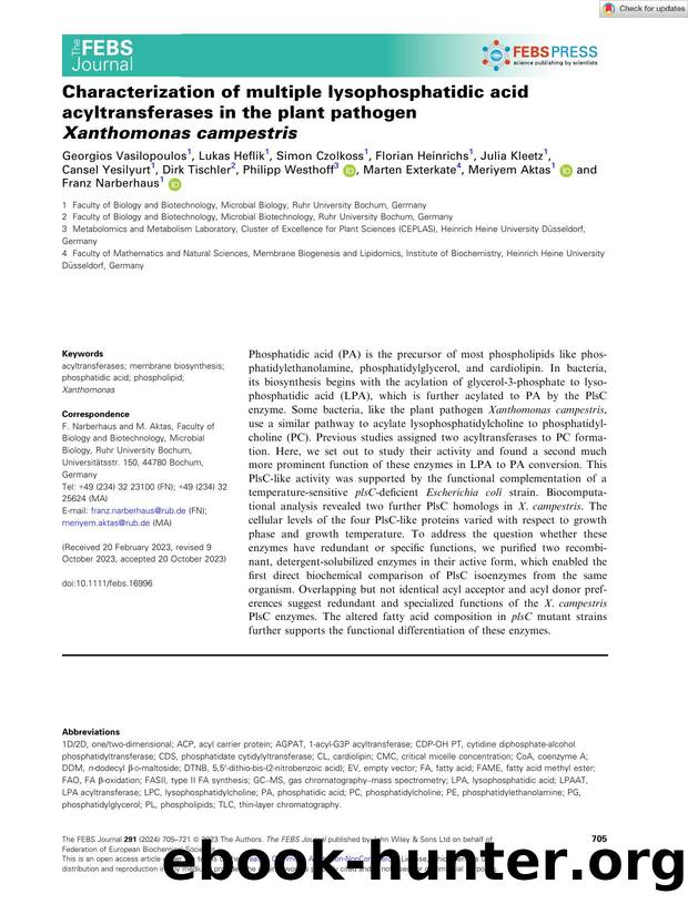 Characterization of multiple lysophosphatidic acid acyltransferases in the plant pathogen Xanthomonas campestris by Unknown