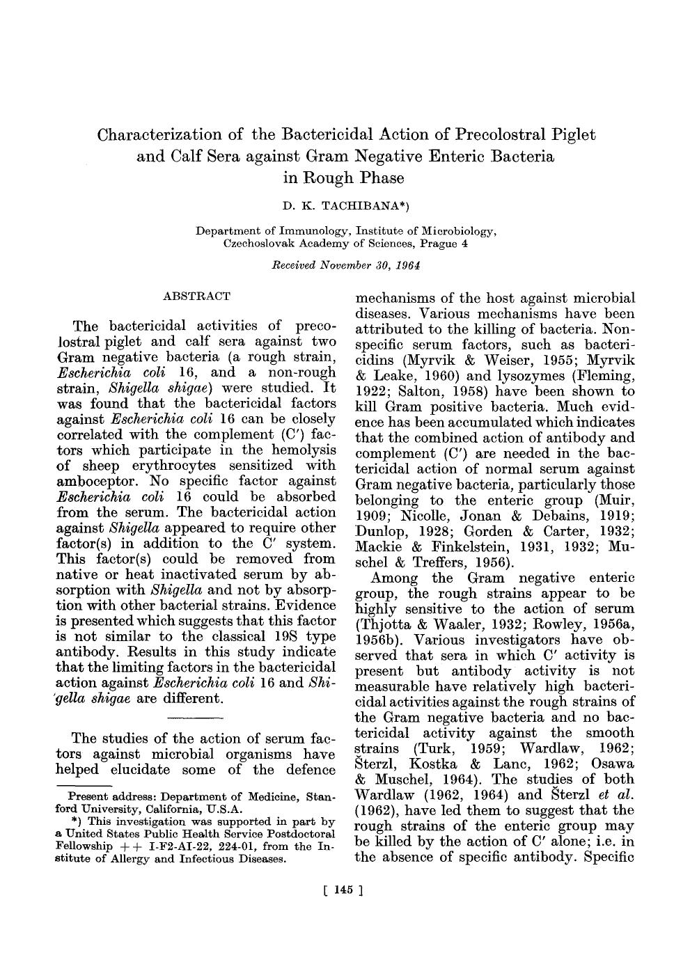 Characterization of the bactericidal action of precolostral piglet and calf sera against gram negative enteric bacteria in rough phase by Unknown