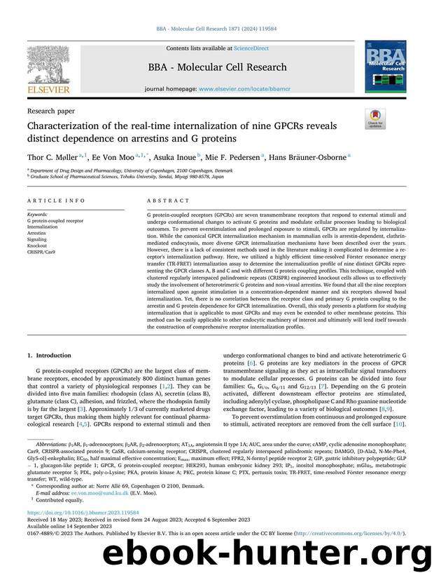 Characterization of the real-time internalization of nine GPCRs reveals distinct dependence on arrestins and G proteins by Thor C. Møller & Ee Von Moo & Asuka Inoue & Mie F. Pedersen & Hans Bräuner-Osborne