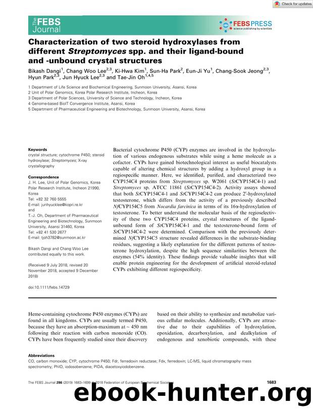Characterization of two steroid hydroxylases from different Streptomyces spp. and their ligandâbound and âunbound crystal structures by Unknown