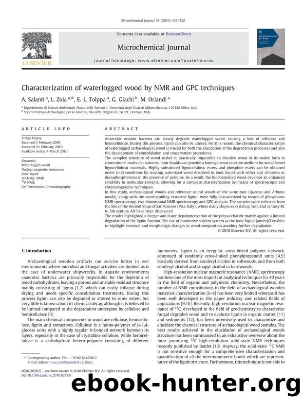 Characterization of waterlogged wood by NMR and GPC techniques by A. Salanti; L. Zoia; E.-L. Tolppa; G. Giachi; M. Orlandi