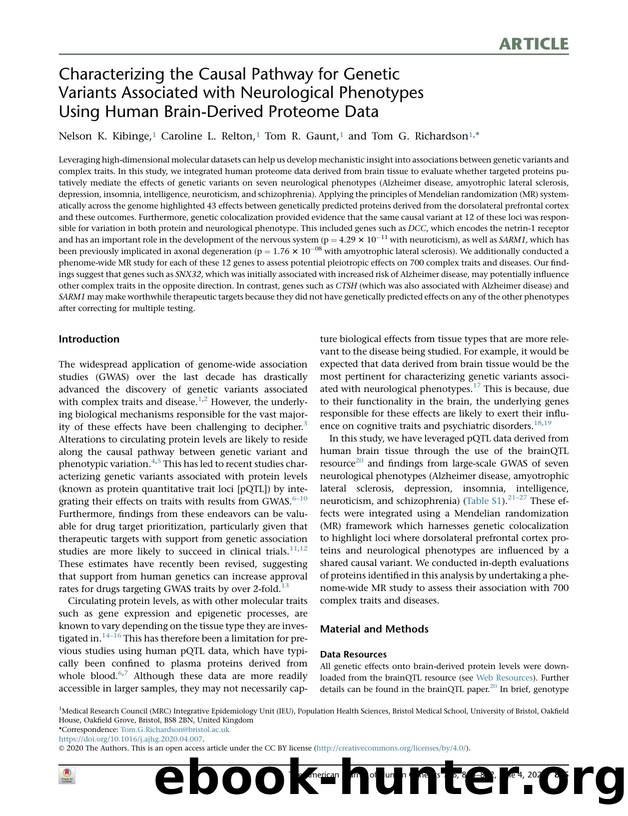 Characterizing the Causal Pathway for Genetic Variants Associated with Neurological Phenotypes Using Human Brain-Derived Proteome Data by Nelson K. Kibinge & Caroline L. Relton & Tom R. Gaunt & Tom G. Richardson