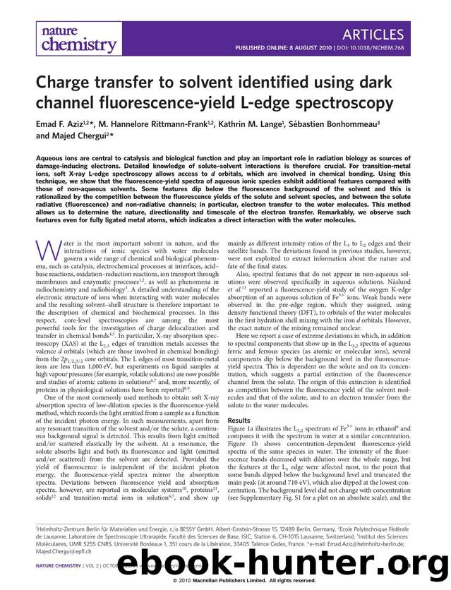 Charge transfer to solvent identified using dark channel fluorescence-yield L-edge spectroscopy by unknow
