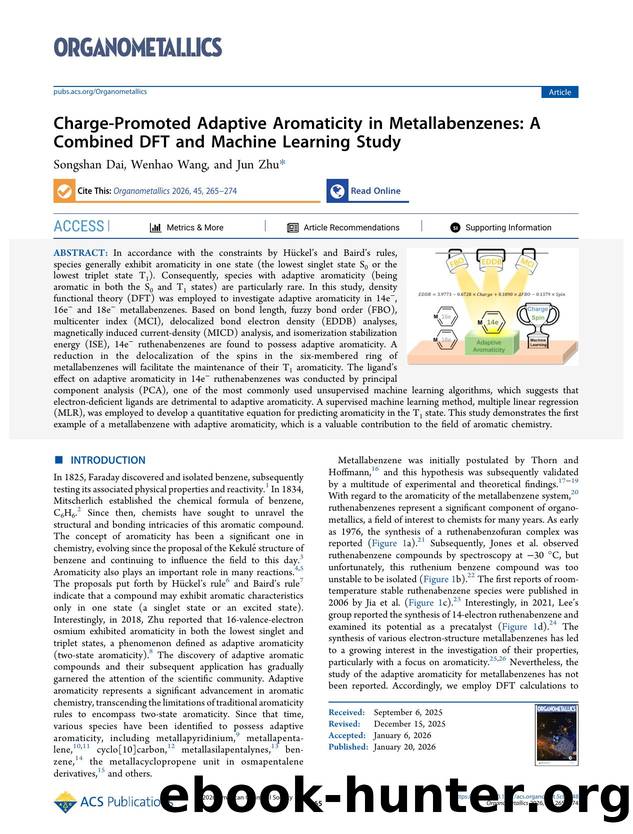 Charge-Promoted Adaptive Aromaticity in Metallabenzenes: A Combined DFT and Machine Learning Study by Songshan Dai Wenhao Wang and Jun Zhu