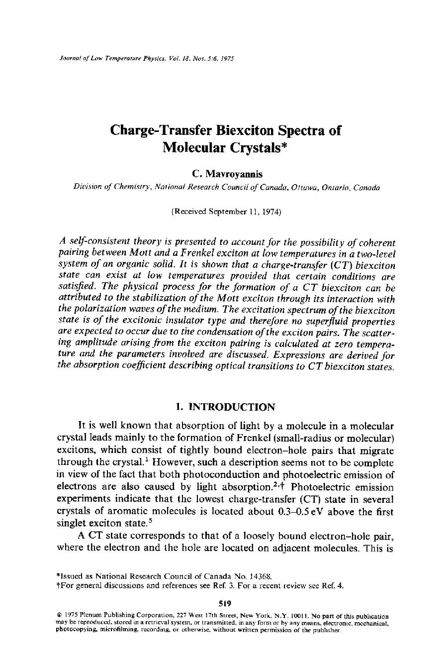 Charge-transfer biexciton spectra of molecular crystals by Unknown