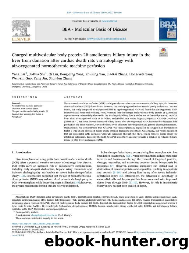 Charged multivesicular body protein 2B ameliorates biliary injury in the liver from donation after cardiac death rats via autophagy with air-oxygenated normothermic machine perfusion by unknow