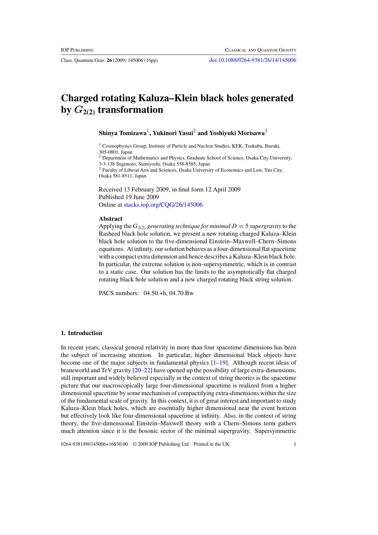 Charged rotating Kaluza--Klein black holes generated by G 22transformation by S Tomizawa et al