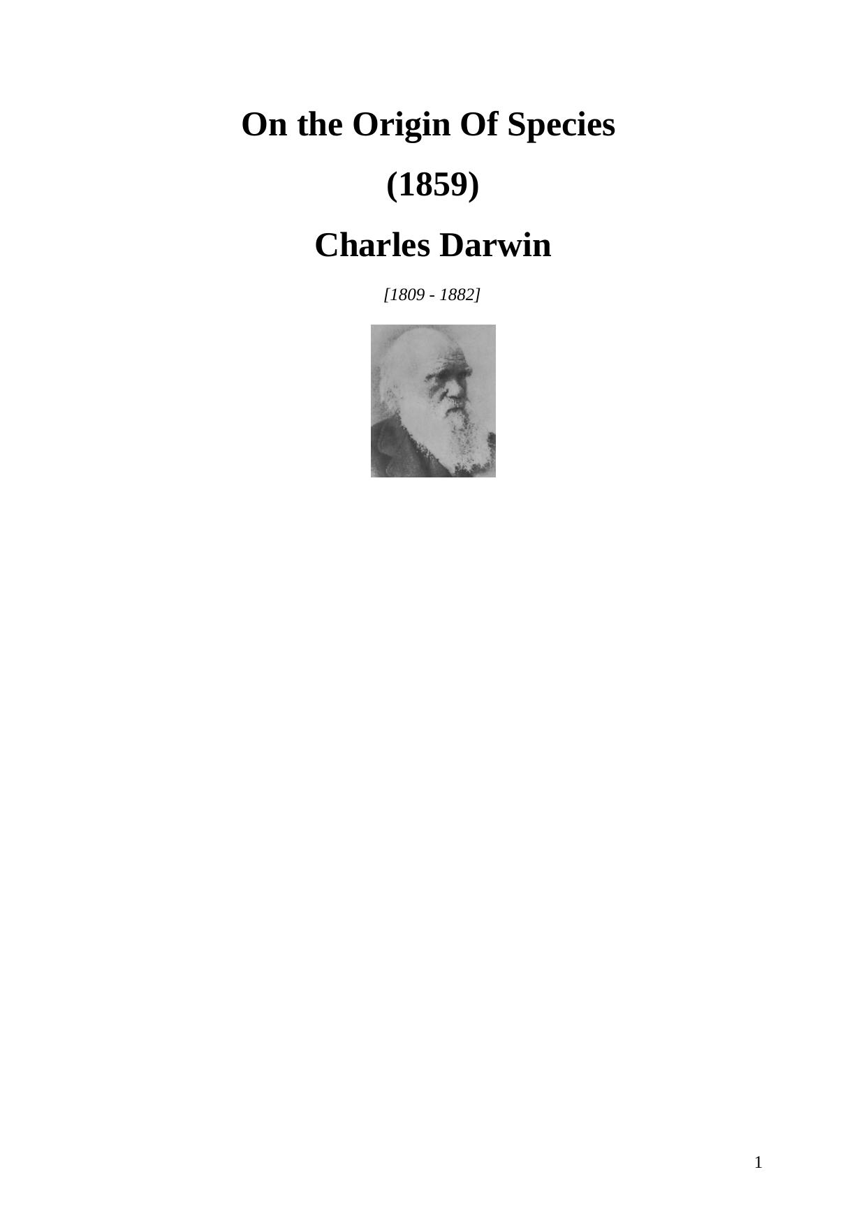 Charles Darwin- On the Origin Of Species by WJ