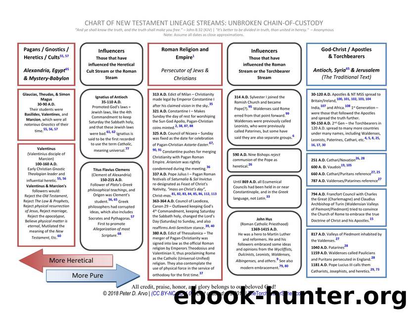 Chart of New Testament Lineage Streams: Unbroken Chain-of-Custody 8.5x11 by Peter D. Arvo