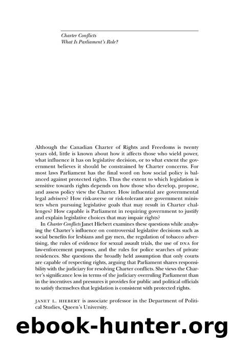 Charter Conflicts : What Is Parliament's Role? by Janet L. Hiebert