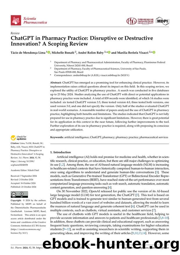 ChatGPT in Pharmacy Practice: Disruptive or Destructive Innovation? A Scoping Review by Tácio de Mendonça Lima Michelle Bonafé André Rolim Baby & Marília Berlofa Visacri