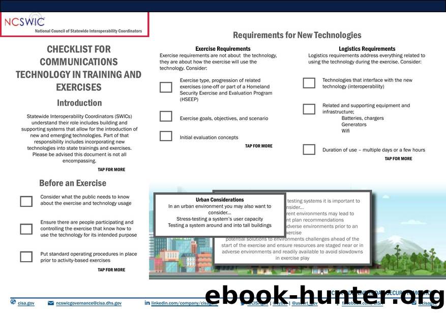 Checklist for Communications Technology in Training and Exercises by Cybersecurity && Infrastrructure Security Agency (CISA)