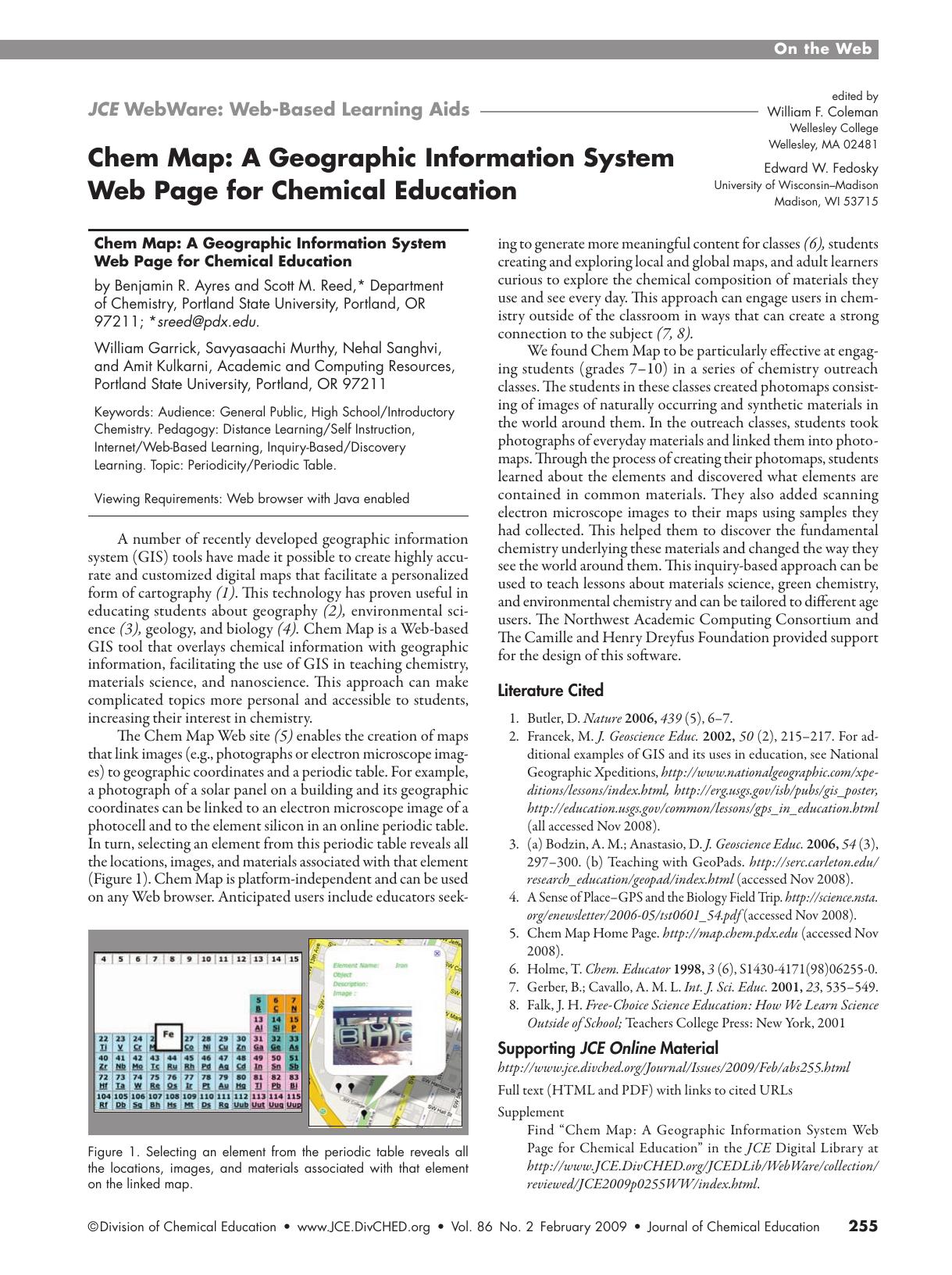 Chem Map: A Geographic Information System Web Page for Chemical Education by unknow