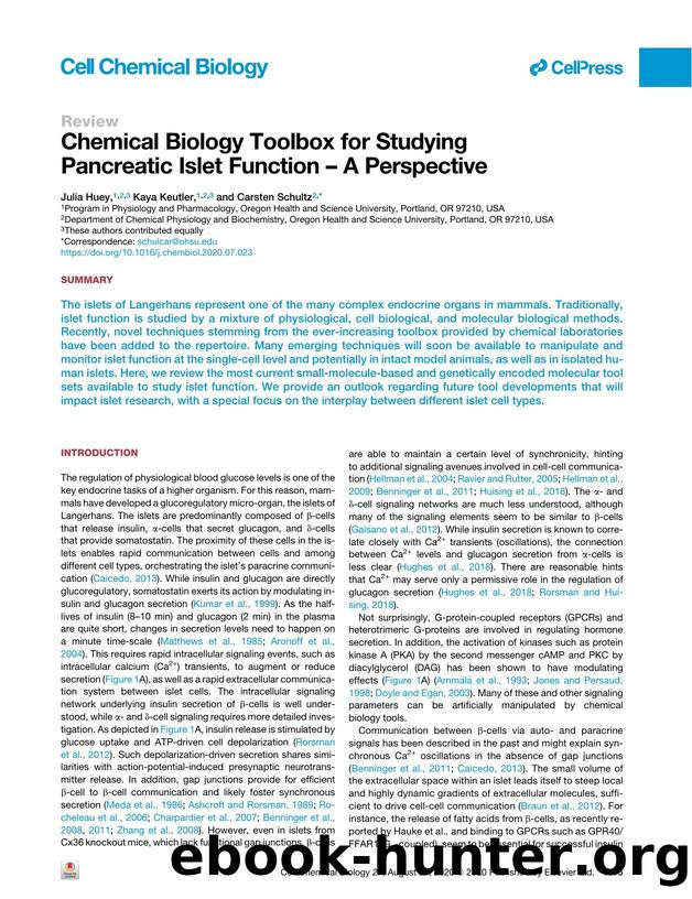 Chemical Biology Toolbox for Studying Pancreatic Islet Function - A Perspective by Julia Huey & Kaya Keutler & Carsten Schultz