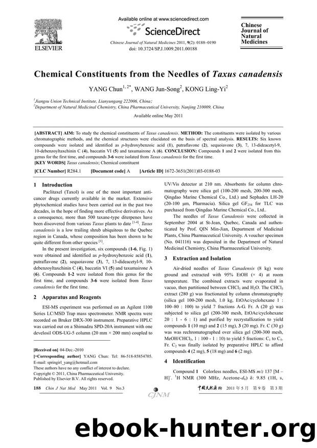 Chemical Constituents from the Needles of Taxus canadensis by Chun YANG & Jun-Song WANG & Ling-Yi KONG