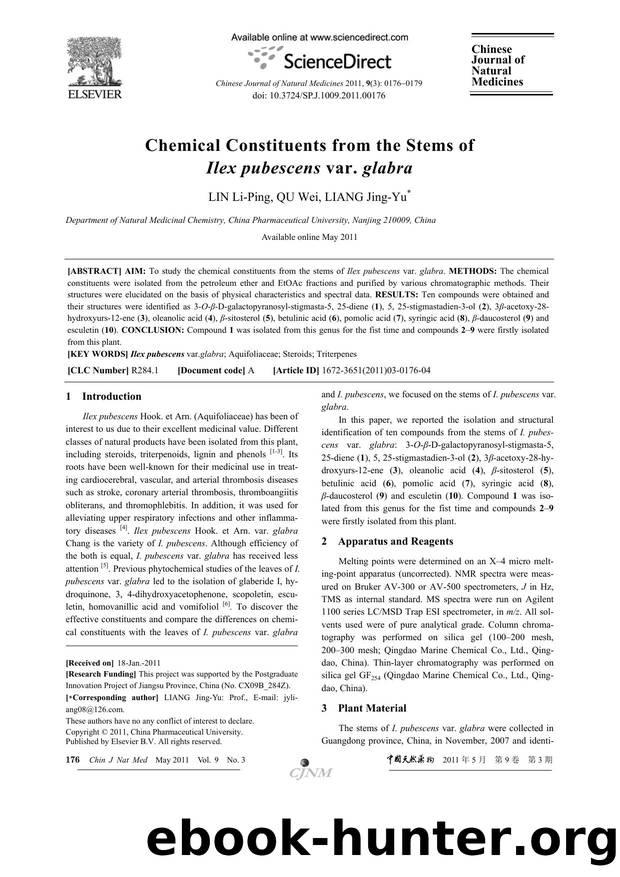 Chemical Constituents from the Stems of Ilex pubescens var. glabra by Li-Ping LIN & Wei QU & Jing-Yu LIANG