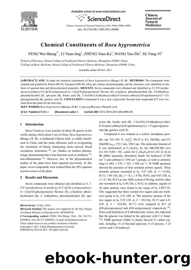 Chemical Constituents of Boea hygrometrica by Wei-Sheng FENG & Yuan-Jing LI & Xiao-Ke ZHENG & Yan-Zhi WANG & Fang-Yi SU