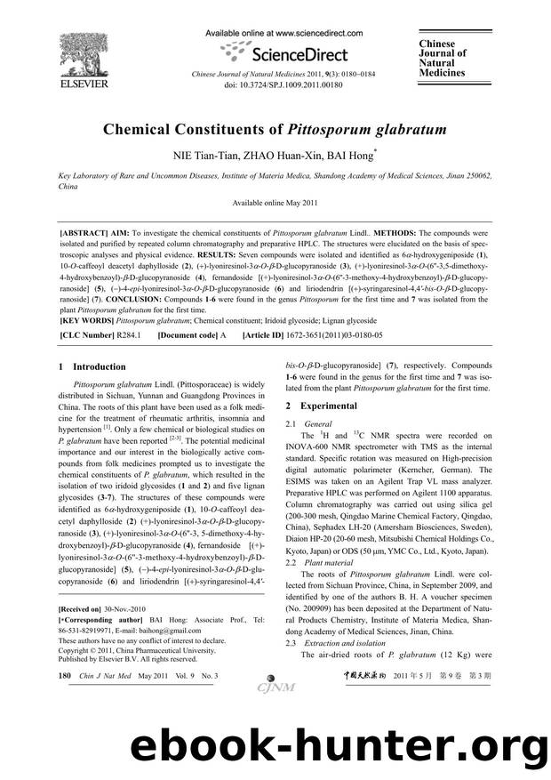 Chemical Constituents of Pittosporum glabratum by Tian-Tian NIE & Huan-Xin ZHAO & Hong BAI