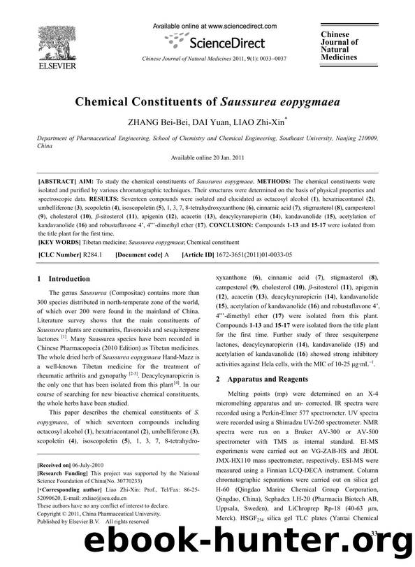 Chemical Constituents of Saussurea eopygmaea by Bei-Bei ZHANG & Yuan DAI & Zhi-Xin LIAO
