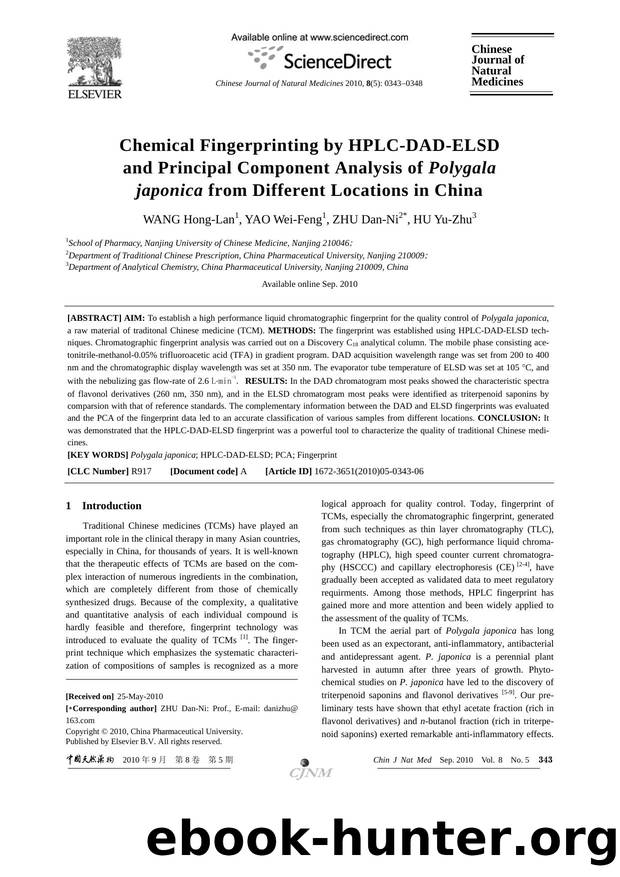 Chemical Fingerprinting by HPLC-DAD-ELSD and Principal Component Analysis of Polygala japonica from Different Locations in China by Hong-Lan WANG & Wei-Feng YAO & Dan-Ni ZHU & Yu-Zhu HU