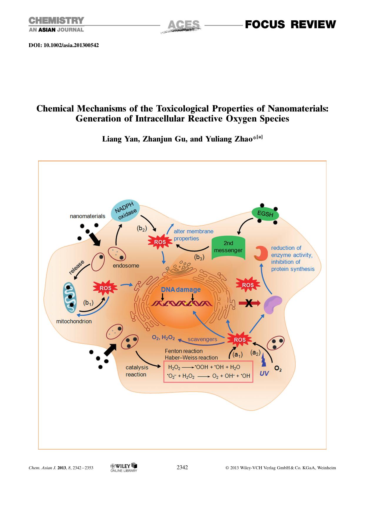 Chemical Mechanisms of the Toxicological Properties of Nanomaterials: Generation of Intracellular Reactive Oxygen Species by Unknown
