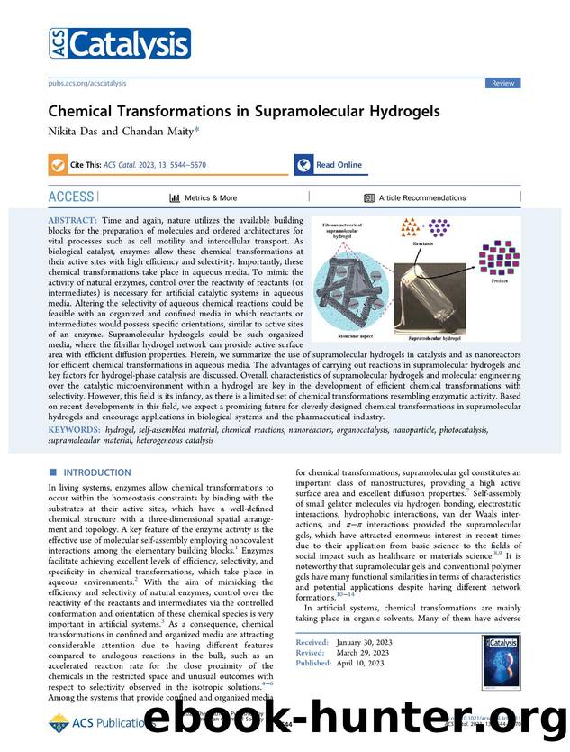 Chemical Transformations in Supramolecular Hydrogels by Nikita Das and Chandan Maity