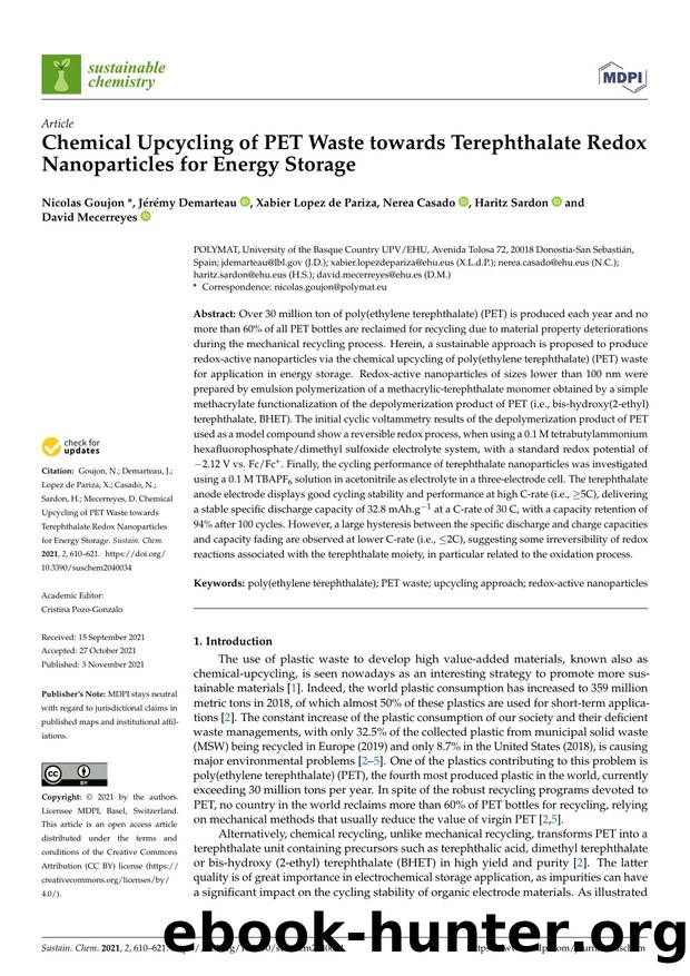 Chemical Upcycling of PET Waste towards Terephthalate Redox Nanoparticles for Energy Storage by unknow