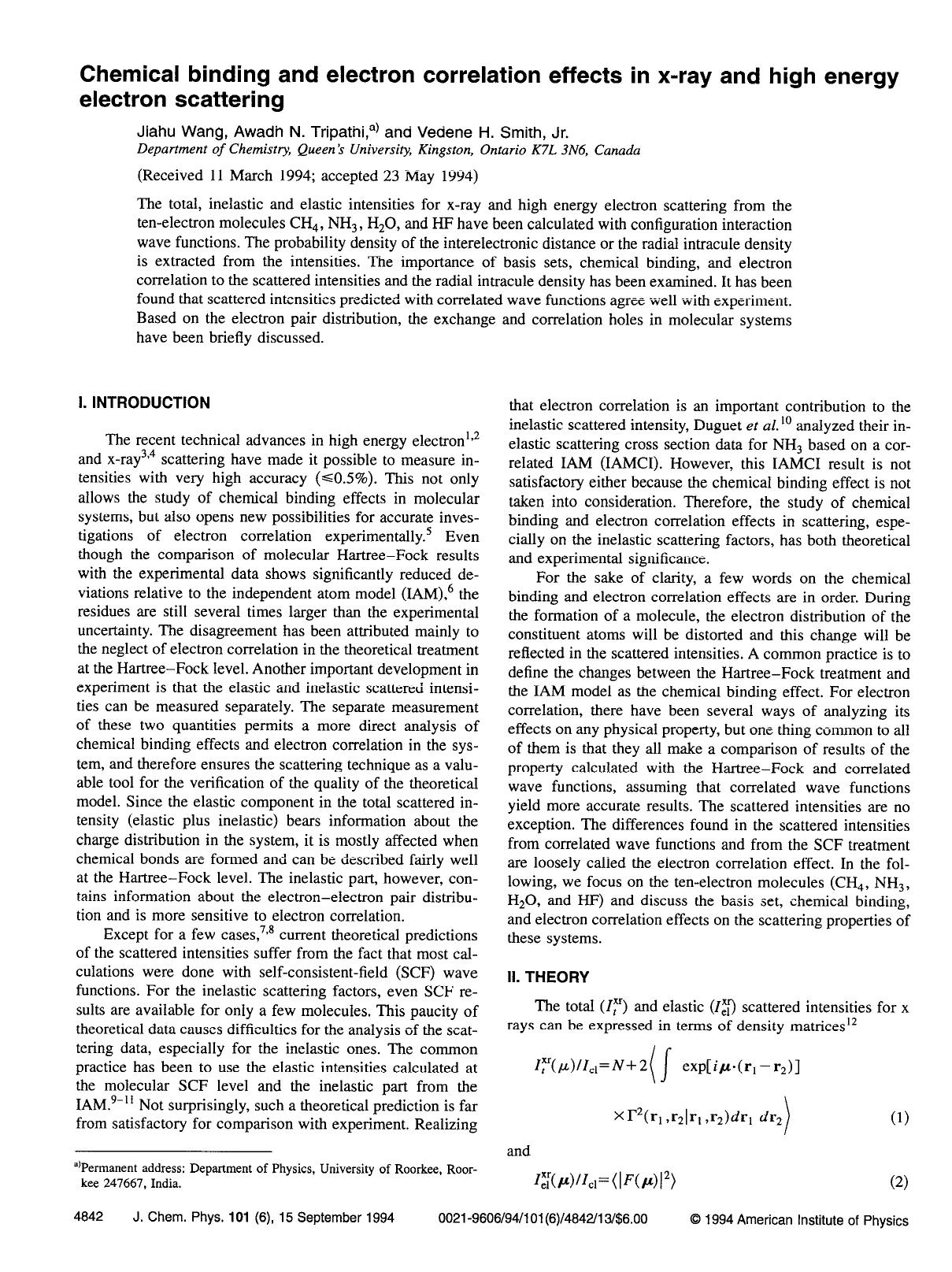 Chemical binding and electron correlation effects in x-ray and high energy electron scattering by Jiahu Wang; Awadh N. Tripathi; Vedene H. Smith