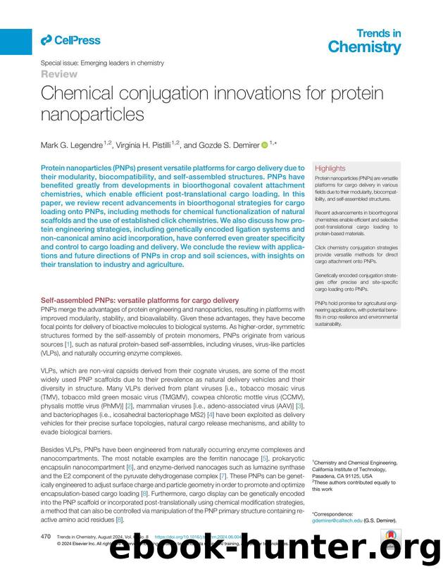 Chemical conjugation innovations for protein nanoparticles by Mark G. Legendre & Virginia H. Pistilli & Gozde S. Demirer