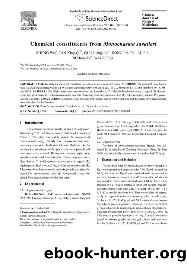 Chemical constituents from Monochasma savatieri by Wei ZHENG & Xing-Qi TAN & Liang-Jun GUO & Fei-Fei KONG & Pin LU & Dong-Jie NI & Ping WANG