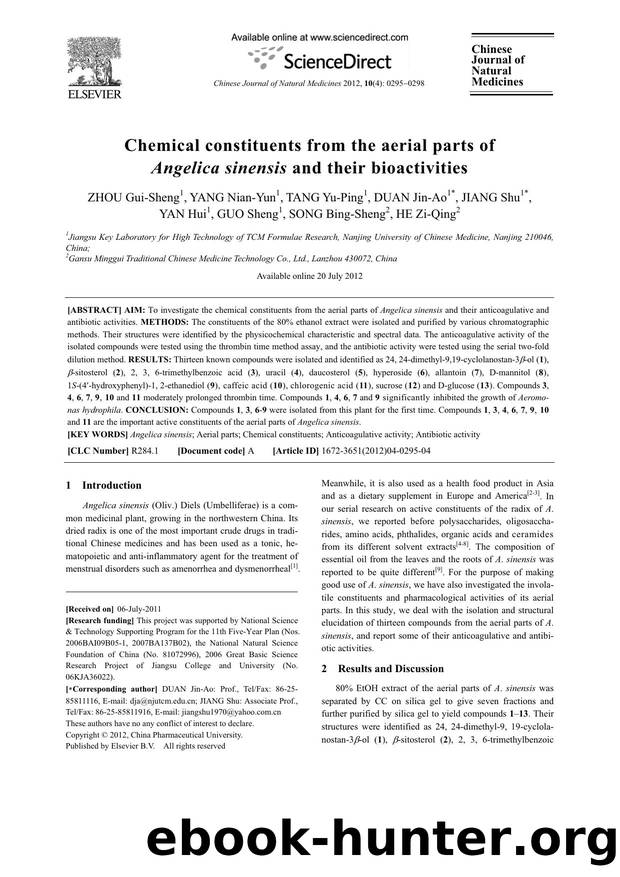 Chemical constituents from the aerial parts of Angelica sinensis and their bioactivities by unknow