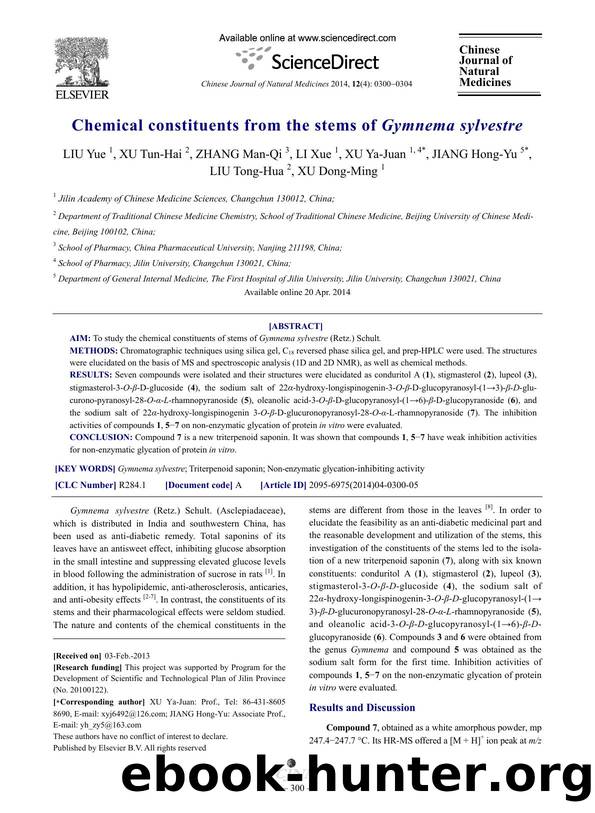 Chemical constituents from the stems of Gymnema sylvestre by unknow