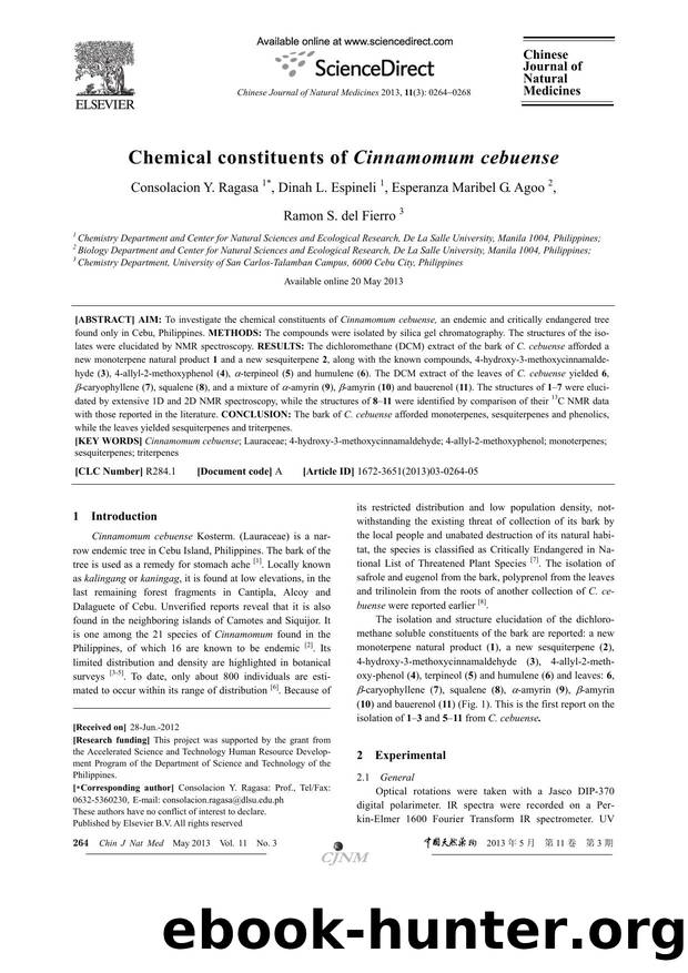 Chemical constituents of Cinnamomum cebuense by Consolacion Y. Ragasa & Dinah L. Espineli & Esperanza Maribel G. Agoo & Ramon S. del Fierro