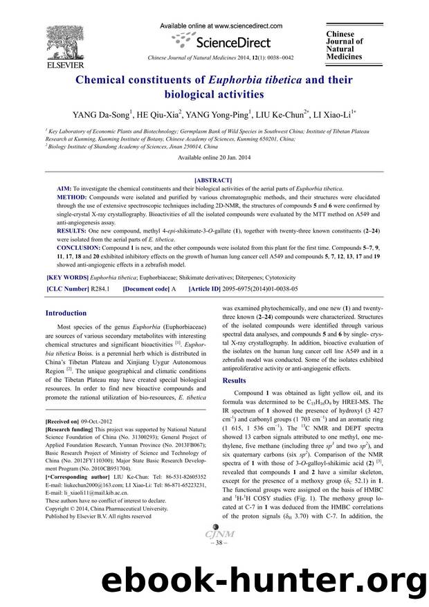 Chemical constituents of Euphorbia tibetica and their biological activities by Da-Song YANG & Qiu-Xia HE & Yong-Ping YANG & Ke-Chun LIU & Xiao-Li LI