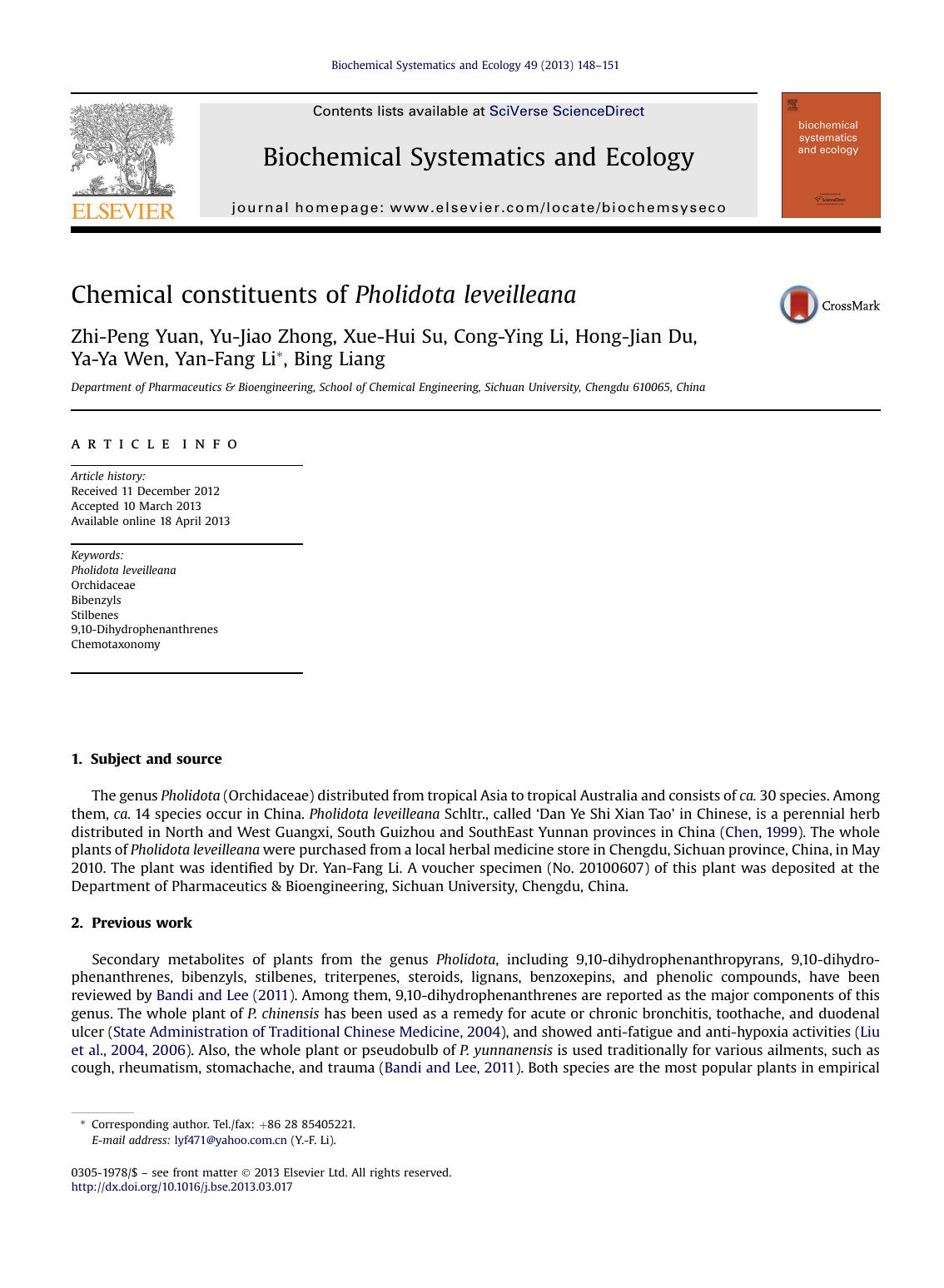 Chemical constituents of Pholidota leveilleana by unknow