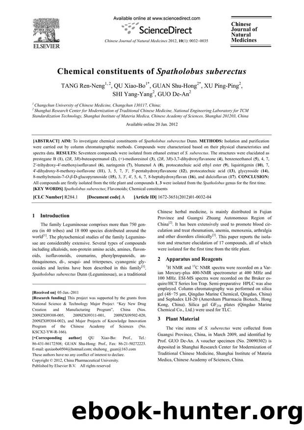 Chemical constituents of Spatholobus suberectus by Ren-Neng TANG & Xiao-Bo QU & Shu-Hong GUAN & Ping-Ping XU & Yang-Yang SHI & De-An GUO
