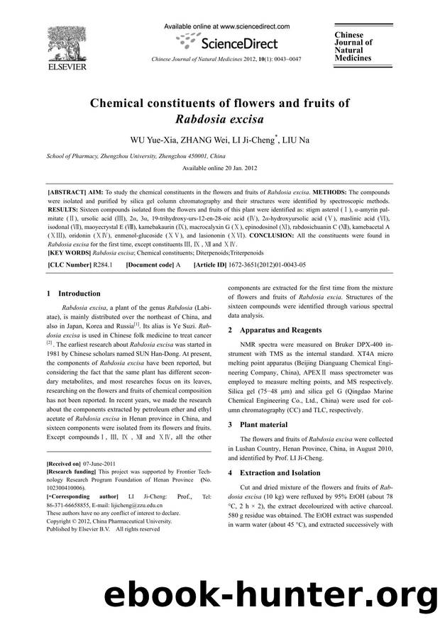 Chemical constituents of flowers and fruits of Rabdosia excisa by Yue-Xia WU & Wei ZHANG & Ji-Cheng LI & Na LIU