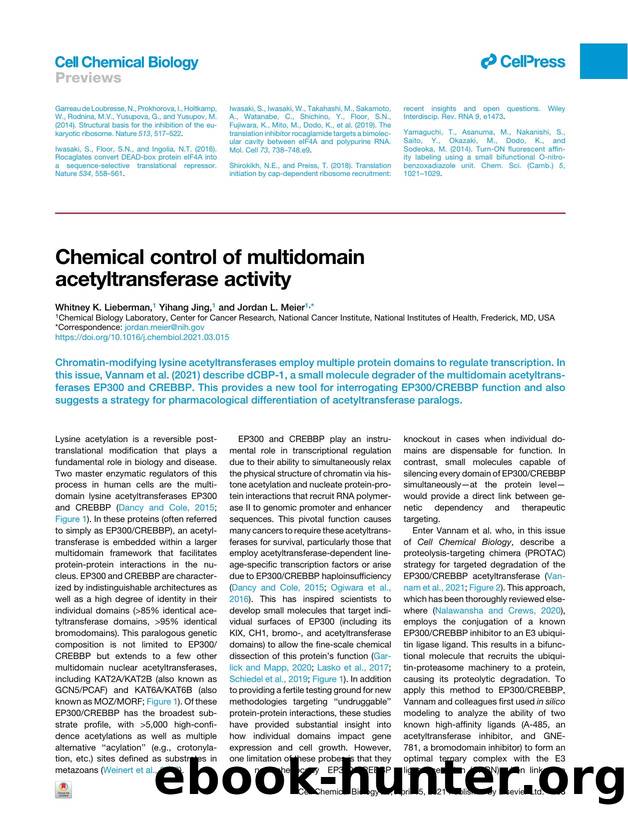 Chemical control of multidomain acetyltransferase activity by Whitney K. Lieberman & Yihang Jing & Jordan L. Meier