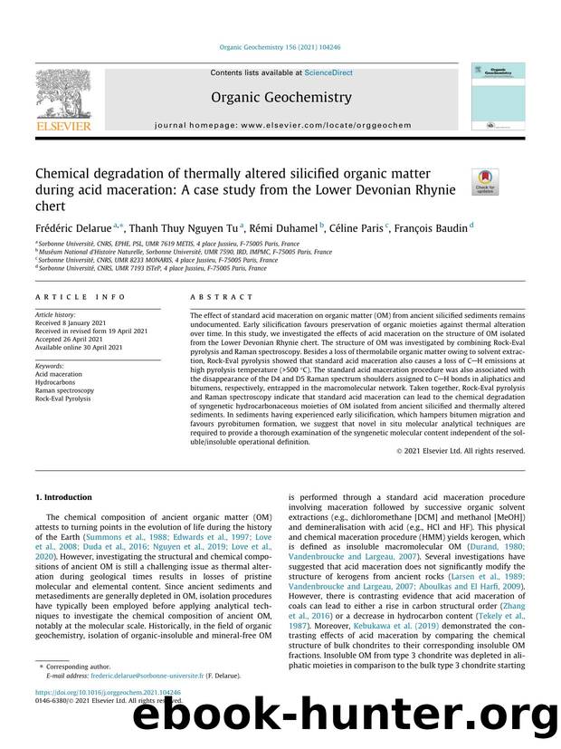 Chemical degradation of thermally altered silicified organic matter during acid maceration: A case study from the Lower Devonian Rhynie chert by FrÃ©dÃ©ric Delarue & Thanh Thuy Nguyen Tu & Rémi Duhamel & Céline Paris & François Baudin