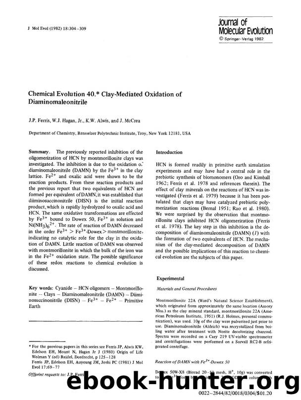 Chemical evolution 40. clay-mediated oxidation of diaminomaleonitrile by Unknown
